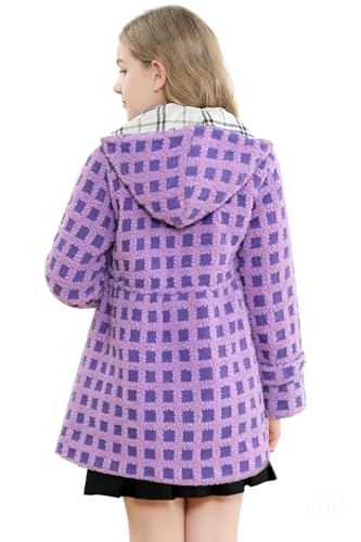 Image of Betusline Girls' Dress Coat, Kids Hoodie Wool Blend Coats Fall Winter Outerwear Peacoat,2-14 Years