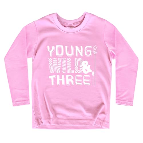 Image of Young Wild and Three Girl 3rd Birthday Outfit Toddler Shirts 3 Year Old Girls Third Party Tshirt