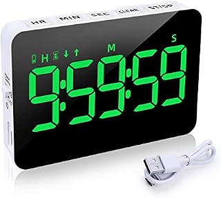 Kitchen Timer, XREXS Rechargeable Timers for Cooking, Adjustable Brightness & Volume, Large LED Display, Magnetic Cooking Timer for Kitchen/Meeting/Class (Charging Cable Included) Green