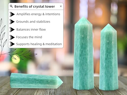 Image of Crystal Heaven Certified Amazonite Crystal Tower Obelisk Point For Chakra, Healing And Balancing - Aaa Grade Original Certified Gemstone Agate For Reiki Meditation Yoga Spiritual (3-4 Inches)