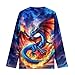 WELLFLYHOM Dragon Flame Tops for Boys Size 9-10 Long Sleeve Shirt Novelty Galaxy Graphic T-Shirt Crewneck Pullover Top Athletic Sweatshirts Tees Fall Outfits Cute Blouses
