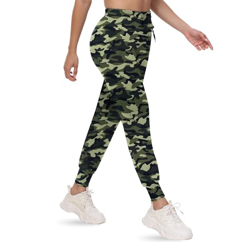 CAMPSNAIL Joggers for Women with Pockets - 27'/20' Womens Sweatpants Yoga Lounge Relaxed-fit Pants for Workout Running Green Camo