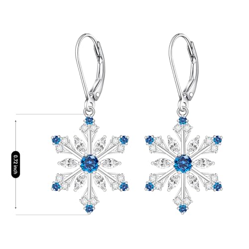Snowflake Earrings for Women Sterling Silver Christmas Snowflake Earrings Dangle Drop Winter Holiday Jewelry Leverback Christmas Gifts2