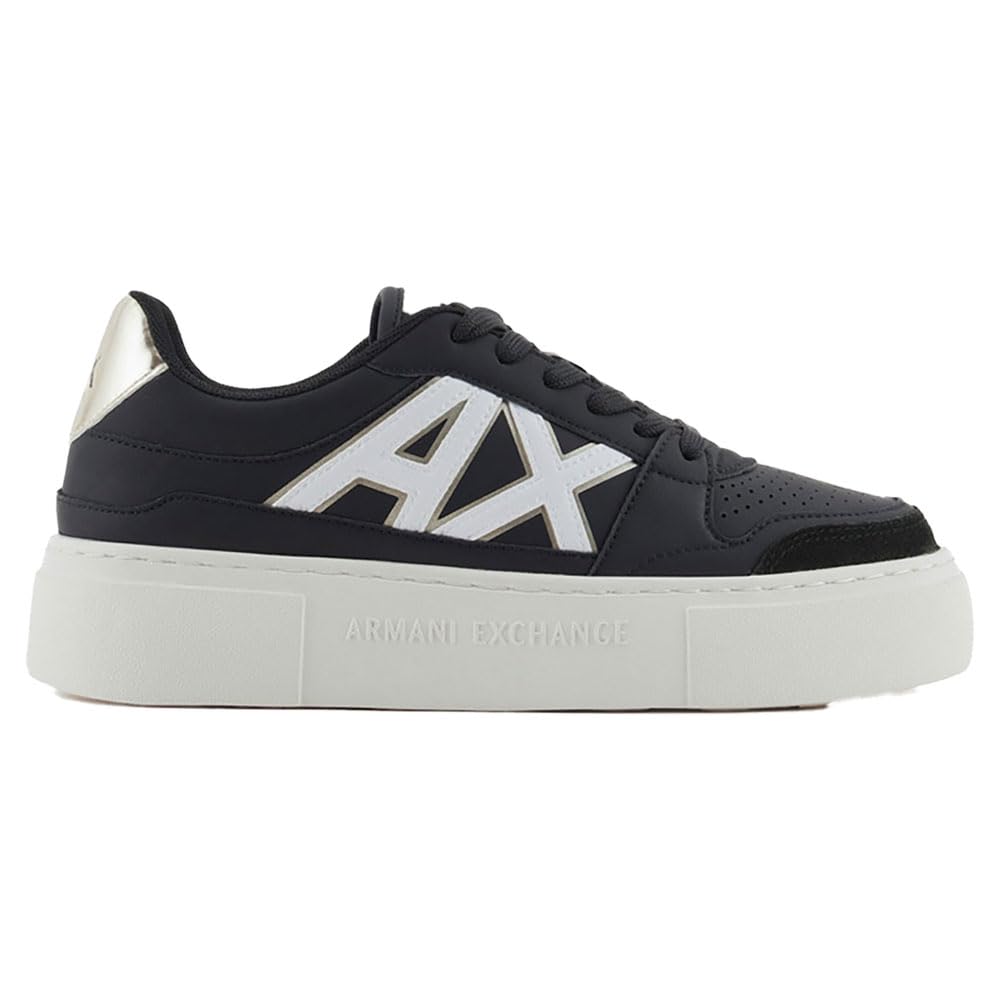 Armani Exchange Women's Kurt, Colour Contrast, Chunky Sole Sneaker, Black Pale, 8 UK
