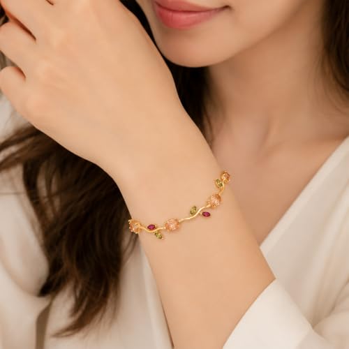 Image of Aurie Tulip Bracelet for Women & Girls | Anti Tarnish Stainless Steel Floral Bracelet |Party and Daily Wear Jewellery