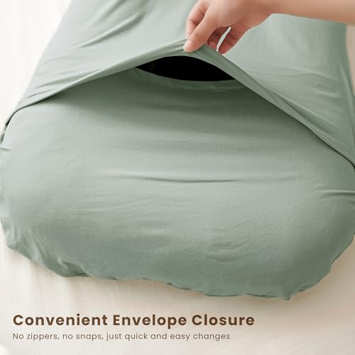 Image of Konssy 2 Pack Baby Lounger Cover, Stretchy Soft Infant Lounger Cover | For Baby Boys and Girls, Cover Set Only. Soft Breathable Fabric, Envelope Closure, Machine Washable, Green Leaves and Green