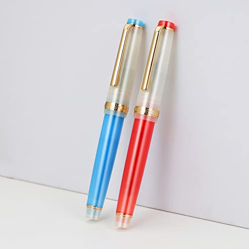 Jinhao 82 Resin Fountain Pen Iridium F Nib With Converter, Golden Clip Writing Pen (Blue-White) #TOP7