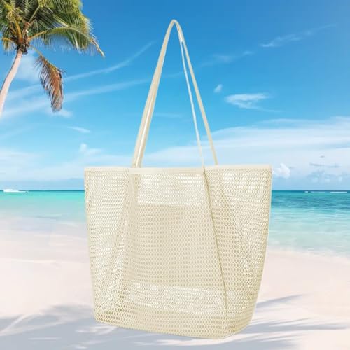 Mesh Crochet Bags for Women Summer Beach Vacation Casual Bag Foldable Shoulder Handbag Hollow Big Capacity Soft