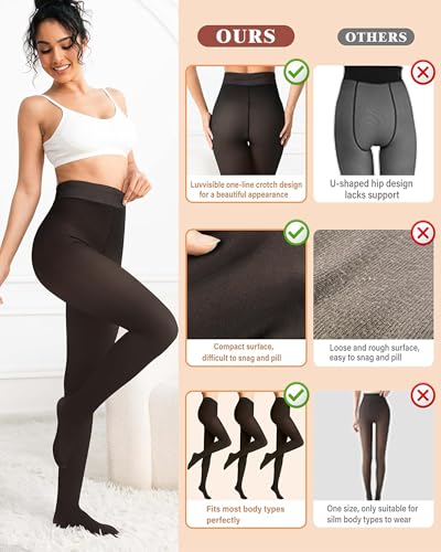 DIKER Thermo Strumpfhose Damen Winter - Warme Gefütterte Strumpfhose, Thermostrumpfhose Damen Schwarz, Hoher Bund, Elastisch, Strumpfhose gefüttert mit Extra Langer Option