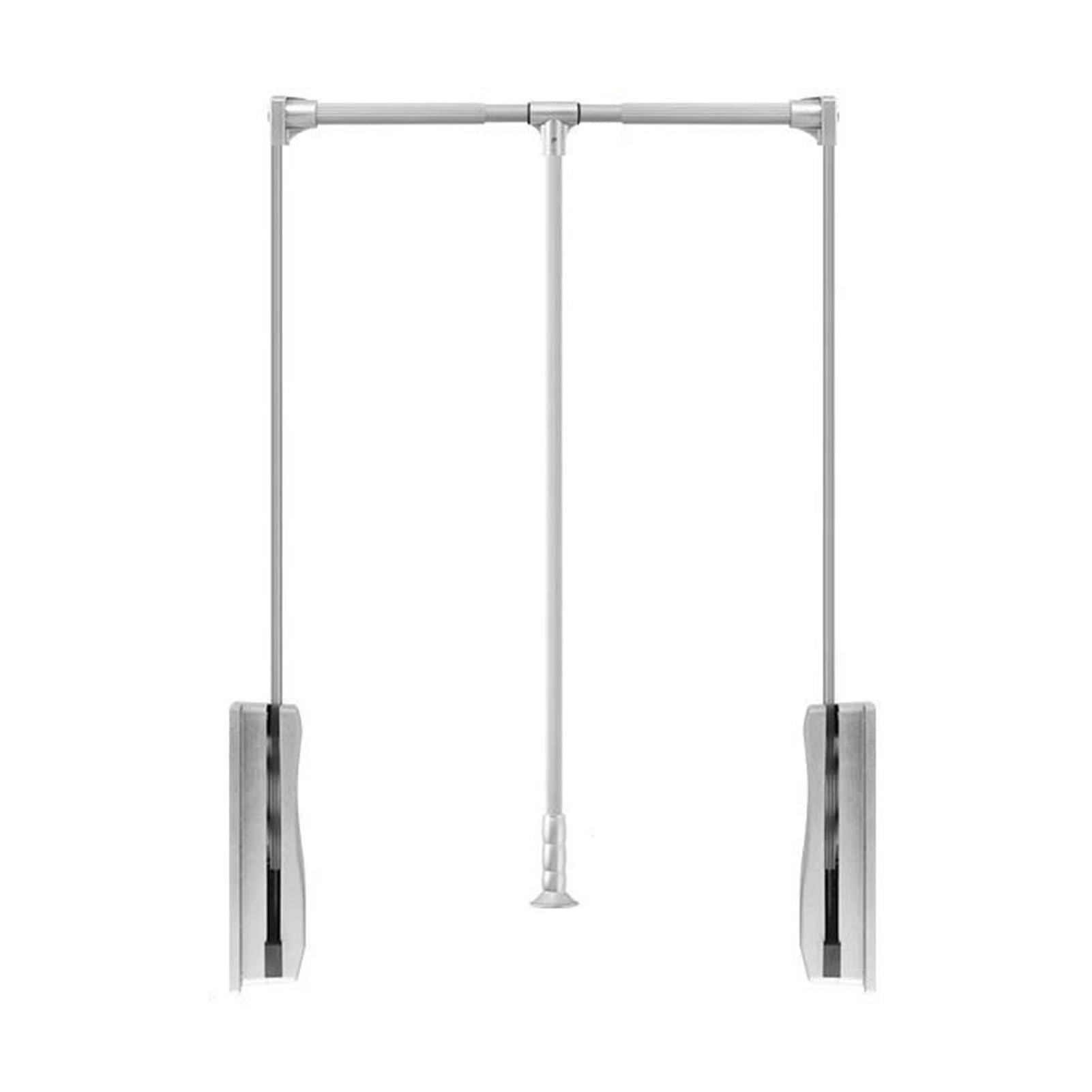 GTHTUHFD Adjustable Pull Down Closet Rod, 550-1250Mm Heavy Duty Wardrobe Rail With Pneumatic Buffer, Load-Bearing 20Kg, Silver Finish, Ideal For Space-Saving Clothes Storage Silver-930-1250mm