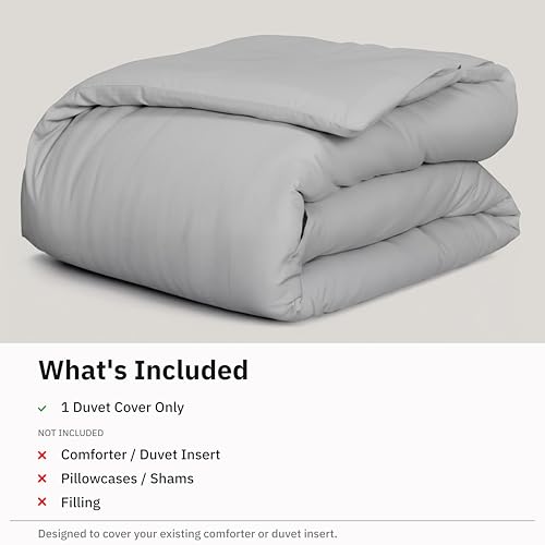 Image of California Design Den 400 Thread Count Duvet Cover Oversized King Only - 100% Cotton Sateen, Soft and Durable Bedding Duvet Cover, Button Closures, Corner Ties - Light Grey