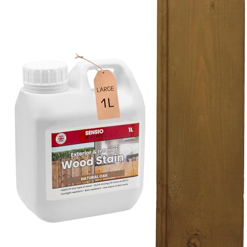 Sensio Home Natural Oak Wood Stain Big Value 1L Size Water Based Non Toxic Environmentally Friendly Wood Dye Indoor and Outdoor Furniture Wood Timber Skirting Doors Fence