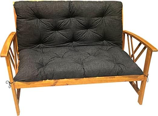 Srutirbo Ersatzkissen Für Gartenbank – 120x100 Cm, Wasserdicht, Rutschfest, Mit 8 Bändern, Dunkelgrau