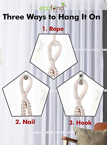 Image of ecofynd Cotton 3 Set Plant Hanger [Without Pot] | Rope Flower Pot Holder for Indoor Outdoor Balcony Garden Wall Com06 /Pack of 3, Ivory