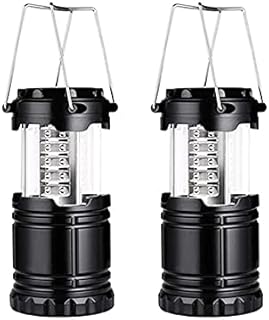 MEETOZ LED Camping Lantern, 2Pcs Portable Camping Lantern, Collapsible Brightness Adjustable LED Camping Light for Power Outages, Home Emergency, Camping, Hiking, Hurricane - Black