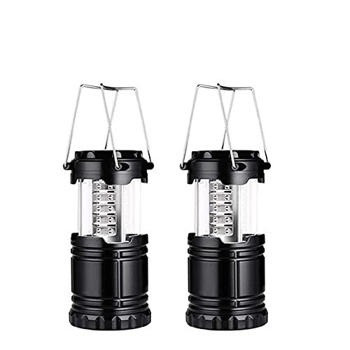 MEETOZ LED Camping Lantern, 2Pcs Portable Lantern, Collapsible Brightness Adjustable LED Light for Power Outages, Home Emergency, Hiking, Hurricane - Black