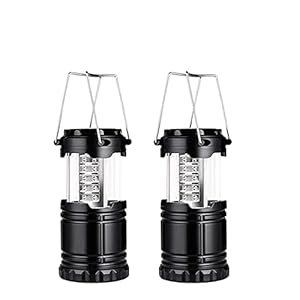 MEETOZ LED Camping Lantern, 2Pcs Portable Camping Lantern, Collapsible Brightness Adjustable LED Camping Light for Power Outages, Home Emergency, Camping, Hiking, Hurricane – Black