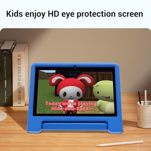 Image of Kids Tablet 10 inch, Android 13 Tablet for Kids with Google Kids Space, Pre-Installed Educational Apps and Parental Control, Gift for Kids, 2+32GB Storage, 5000mAh, EVA Case (Blue)