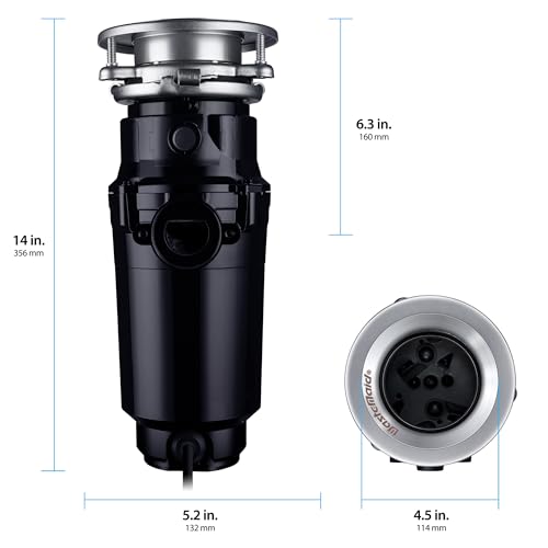 Image of Waste Maid 10-US-WM-458-SL-3B Garbage Disposal Anti-Jam Stainless Steel Food Waste Grinding System, 3 /4 HP Slim Line, Black