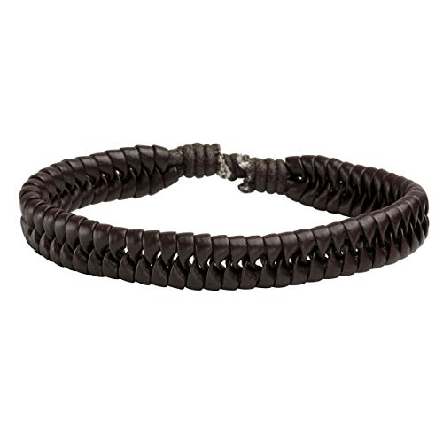 Eigso Wooden Bead Pu Leather Cuff Bracelet Bangle For Men Women Woven Handmade Snap Adjustable Wrap #TOP6