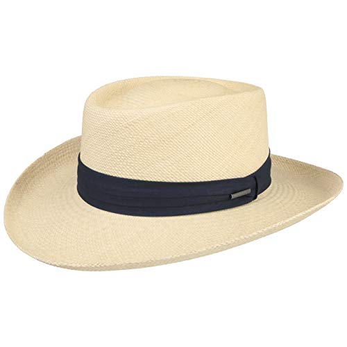 Stetson Sombrero Panam� Licosa Gambler Hombre - Made in Ecuador con Banda de Grosgrain, Grosgrain Primavera/Verano - S (54-55 cm) Natural
