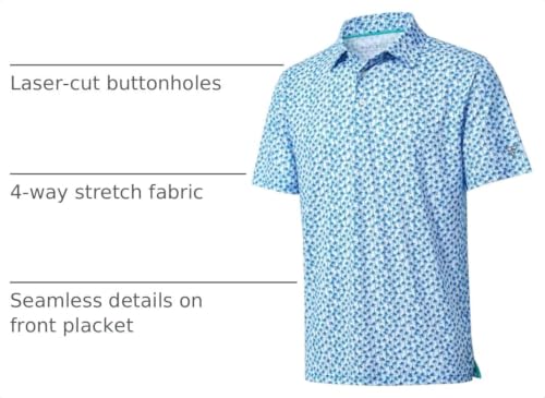 Image of Golf Shirts for Men Dry Fit Short Sleeve Print Performance Moisture Wicking Polo Shirt