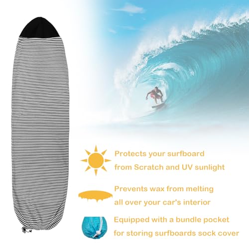 Xinpinzhou Surfboard Sockenabdeckung für Longboard Paddleboard Surf Board Sup Paddle Board, 7.6FT Fuß 2.3m Surfboard Tasche Sleeve mit Kordelzug Verschluss 230x50cm Schwarz