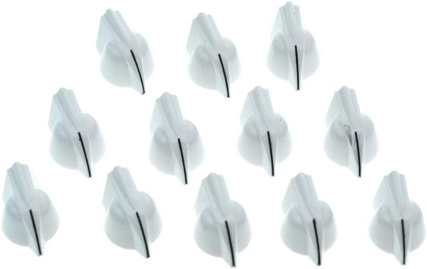 Dopro 12-Pack 1/4" Universal Vintage Raised Mini Chicken Head Knobs Small Size Guitar Bass Potentiometer Knobs Amplifier Knob Effect Pedal Chicken-head Knobs with Set Screw White