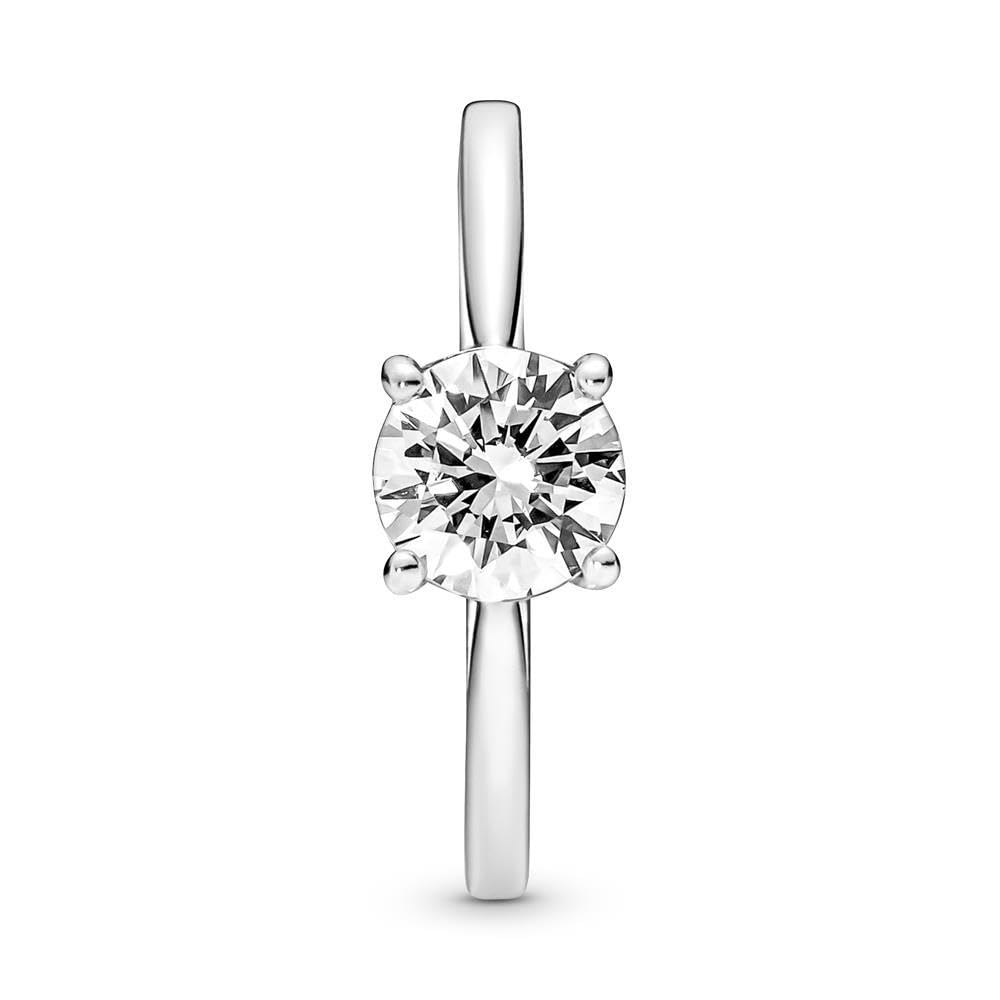 Pandora Timeless - Anello solitario scintillante, in argento sterling, con pietra di zirconia cubica incolore