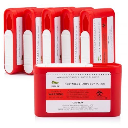 6 Pack Portable Sharps Container for Travel and Home, FSA/HSA Eligible,Pocket Travel Sharps Disposal Container, for Diabetic Needles and Test Strips Compact Size for Travel and Daily Personal Use
