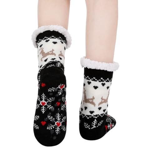 Image of Chassic Sherpa Lined Slipper Socks for Women, Non-Slip Cozy Winter House Socks, Soft Fuzzy Socks, Christmas Gifts for Women & Ladies Stocking Stuffers