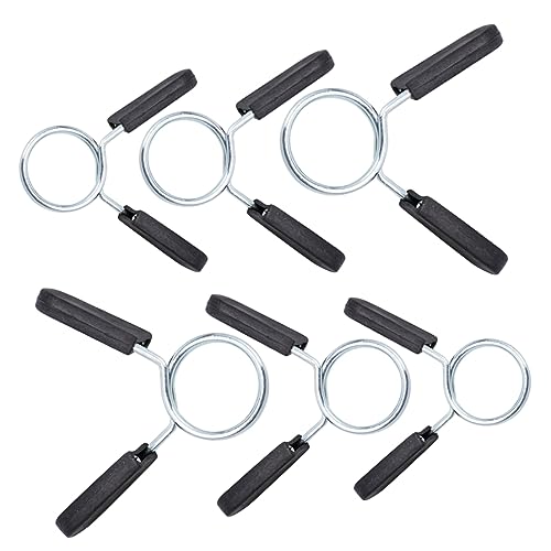 KOMBIUDA Barbell Spring Clip Collar 6Pcs Black Plastic for Gym Powerlifting