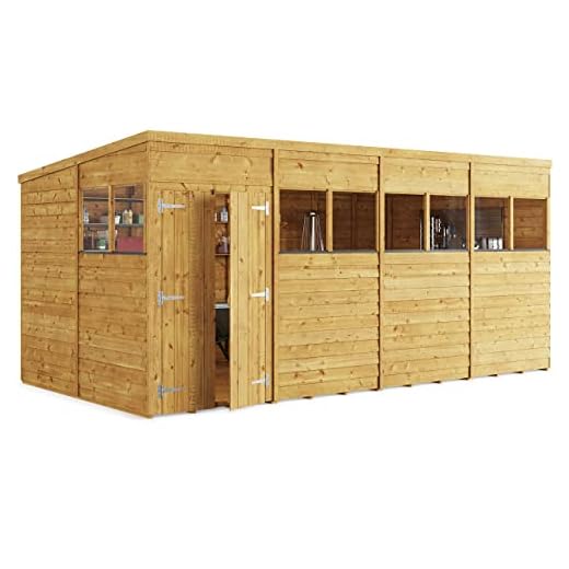 BillyOh 16x8 Switch Pent Log Cabin Wooden Garden Shed | 28x28 Framing Garden Storage Shed with Customizable Doors & Windows, Overlap Cladded Walls, Green Mineral Roof Felt | Versatile Outdoor Storage