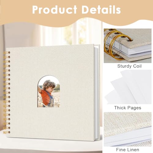 Image of HASTHIP DIY Photo Album Scrapbook, 10 Inch Scrap Books for Memories, Spiral-Bound Hardcover Art & Craft Album for Photos Collection Family Keepsakes, Wedding, Travel and Baby Memory
