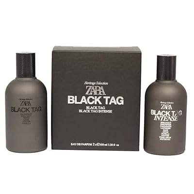 Zara Black Tag + Black Tag Intense Perfume for Men Fresh Spicy & Warm Woody Fragrance Scent Eau de Parfum EDP Set (2 x 100ml / 3.38 fl. oz)