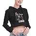 Dobre Brothers Hoodie Women'S Long Sleeve Cute Ear Cat Crop Top Sweatshirt Hooded Pullover Tops Blouse Black