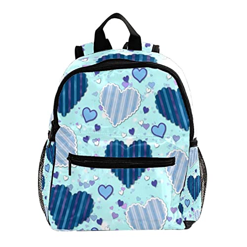Sac à dos pour garçons et filles bleu motif cœurs de 30,5 cm parfait pour l'école