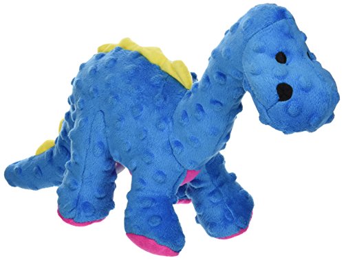 goDog 770163 Dinos Bruto with Chew Guard Technology Tough Plush Dog Toy, Large, Blue