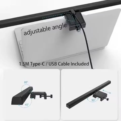 Image of SEAHAVEN Plastic 13-Inch Laptop Monitor Screen Light Bar with Smart Touch Sensor USB Powered 5W Led E-Reading Lamp Stepless Dimming 60-Min Timer No Screen Glare Eye Health Care Black