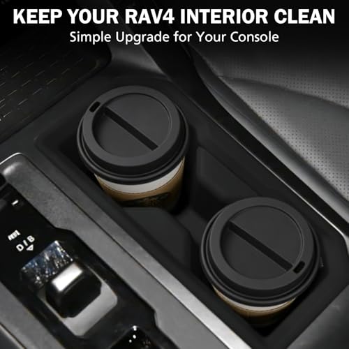 Image of Cup Holder Insert for 2026 Toyota RAV4 Hybrid, Anti-Slip Silicone Cup Holder Liner Set, Waterproof Cup Holder Mat, No Rattling Drink Holder Pads, Easy to Clean Interior Accessories