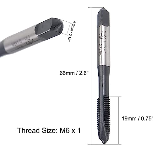 MACHSWON Spiral Point Threading Tap for Thread Repair for Through-Hole Threads H2 High Speed Steel 6542 Machine Taps M6 x 1.0 mm 2PCS - Image 2
