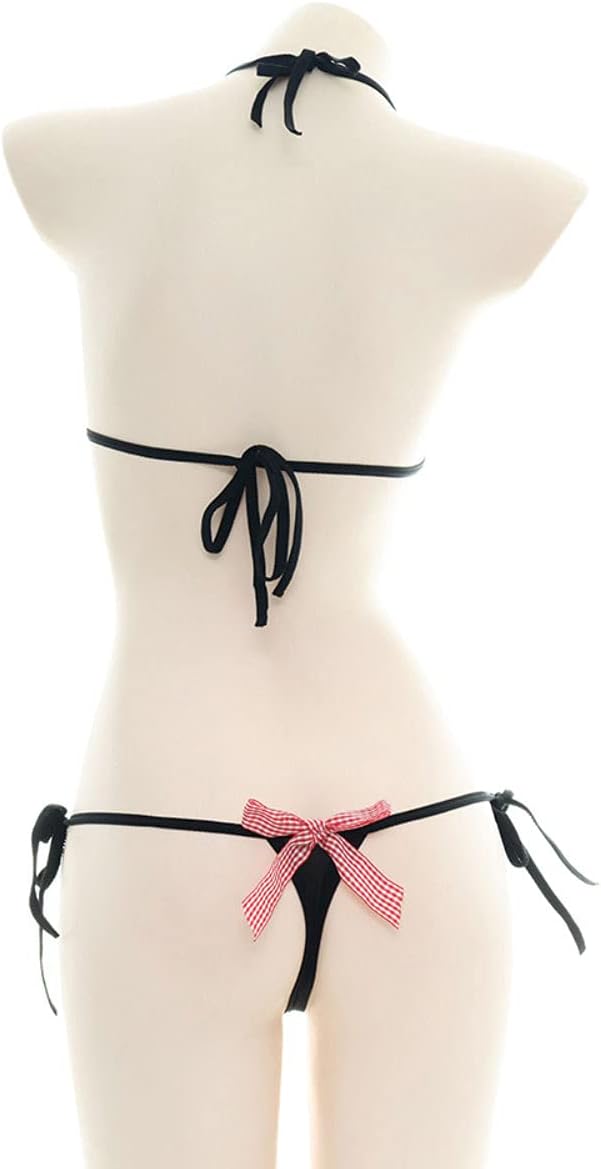 Womens Micro Tanning Bikini Kawaiii Japanese Cute Anime Lingerie Set Tiny Bra Thong Panty Bottom Extreme Swimsuit - Image 5