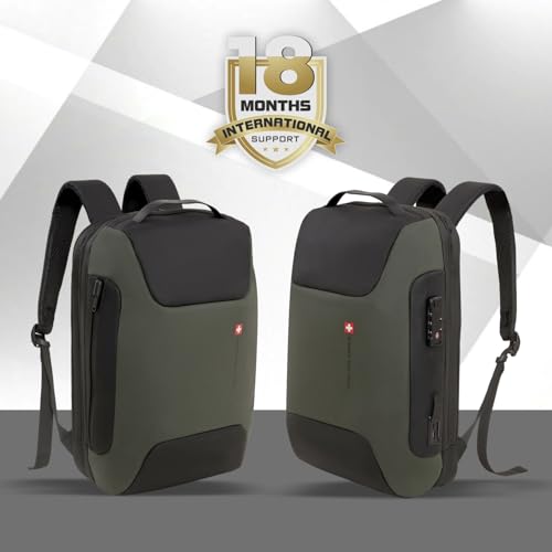 Image of SWISS MILITARY LUKE 23L 15.6 inch Laptop Backpack for Men & Women, Polyester, Padded Laptop & iPad Compartment, USB A & C Charging Port, TSA Lock, Multiple Quick Access Pockets, Keychain Holder