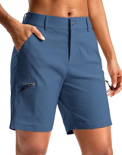 Women's 7" Hiking Golf Quick Dry Cargo Shorts with Pockets Slate Blue S