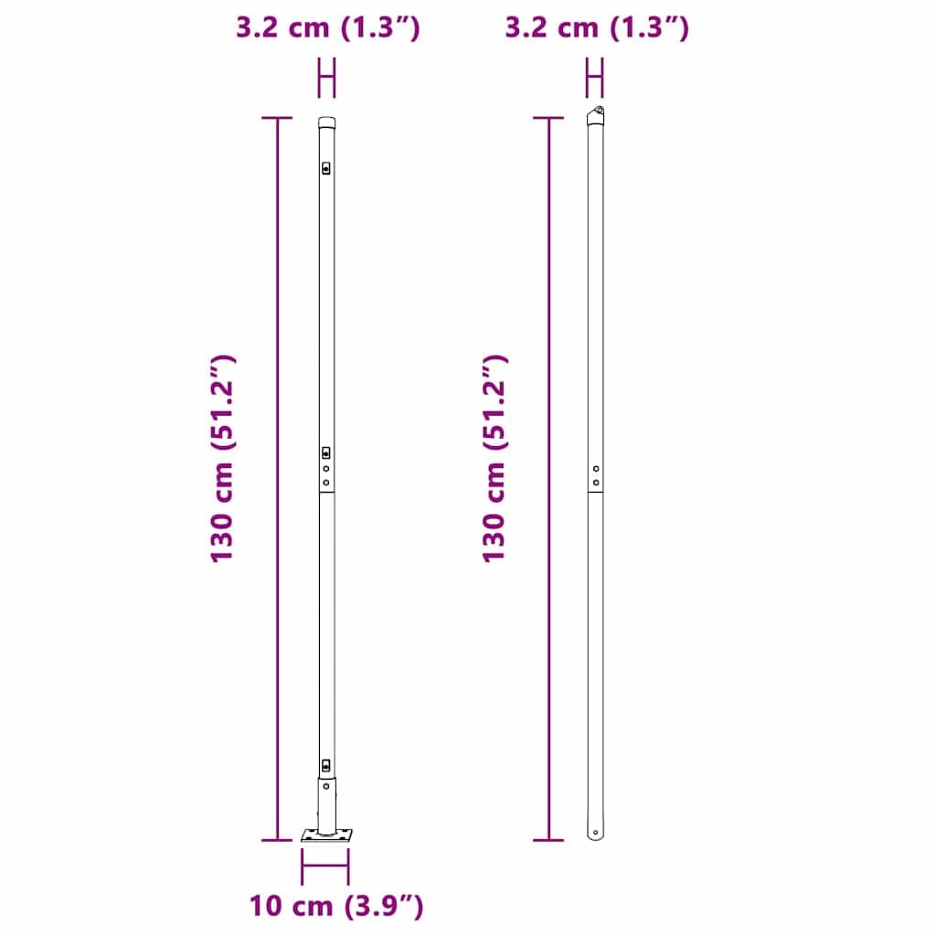 vidaXL Juego de Poste de Cerca de Concreto y Metal para Límites de Propiedad Jardín Cercas Duraderas Exterior Gris 3.2 x 68.5 cm Fácil Instalación Componentes Completos Incluidos Accesorios