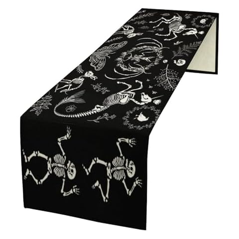 Gothic Skull Skeleton Table Runner Cover