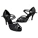 Fashion Ladies Dance Shoes Indoor Latin Tango Jazz Ballroom Dance Shoes Artificial Leather Dance Shoes Non- Slip Wear- Comfort Suitable for All Seasons (Color : Black, Size : US2.5/EU34/UK1.5)