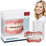 1 Pair False Teeth Set,Clip In Veneers Teeth Top and Bottom,Snap On Veneers Teeth,Adjustable Snap-On Dentures,Fake Teeth Covers,Temporary Dentures for Missing Teeth,Easy to Use&Comfortable to Use
