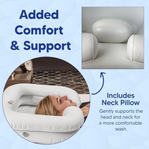Image of Clefairy Inflatable Hair Washing Tray with an Air Pump, Portable Basin for Seniors Children Pregnant Wounded Disabled, Mobile Salon Equipment in Bed or on Wheelchair (BIG)