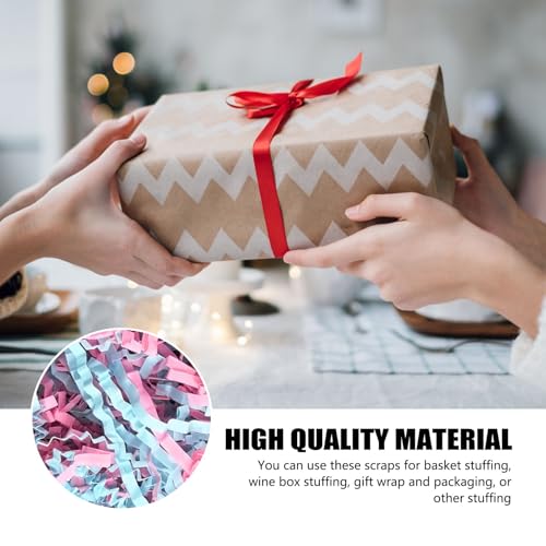 Image of ZEBMOON 2 LB Pink Blue Crinkle Cut Paper Shred Filler Great for Gift Wrapping, Basket Filling, Birthday, Wedding, Halloween, Thanksgiving, Christmas Day, New Year Party Decorations Filling Supplies